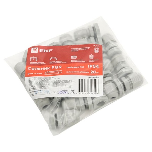 Сальник PG9 IP54 (20 шт) d отв, 16 мм / d провод, 4-8 мм PROxima | код plc-pg-9-r | EKF фото 3 Сальник PG9 IP54 (20 шт) d отв, 16 мм / d провод, 4-8 мм PROxima | код plc-pg-9-r | EKF фото 3