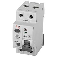 Выключатель автоматический дифференциальный электронный АВДТ 4,5кА PRO D32E2C50А30 АД-32 1P+N C50 30мА тип А | код Б0057389 | ЭРА