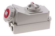 Розетка настенная с выкл. и мех.блокировкой контейнерная 32A/400V/3P+E/IP67,никель.конт | код CA5792 | INPIN