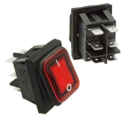 Клавишный переключатель RUICHI SB091-12V, IP65, ON-ON, 22x30 мм | код 100444 | Ruichi