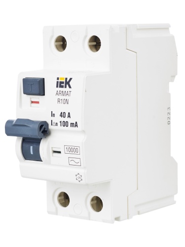 ARMAT Выключатель дифференциального тока R10N 2P 40А 100мА тип AC | код AR-R10N-2-040C100 | IEK фото 6