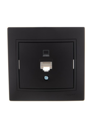 Розетка компьютерная 1-м СП Мира RJ45 черн. бархат LEZARD 701-4242-139