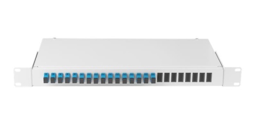 Оптический кросс 19, 1U укомплектованный на 16 портов SC/UPC(16 одинарных SC/UPC адаптеров) | код NMF-RP16SCUS2-WS-ES-1U-GY | NIKOMAX