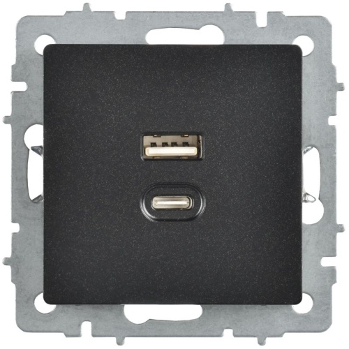 Розетка СП BRITE РЮ11-2-БрЧ USB A+C 45Вт высокоскор. заряд. черн. IEK BR-U22-045-K02 фото 2 Розетка СП BRITE РЮ11-2-БрЧ USB A+C 45Вт высокоскор. заряд. черн. IEK BR-U22-045-K02 фото 2