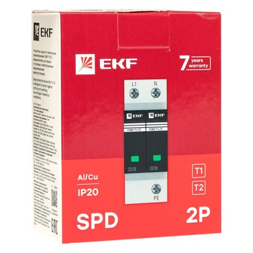 Устройство защиты от импульсных перенапряжений Т1+Т2, Iimp-12,5kA, In-20kA, Uc-275В, 1+1 PROxima | код OV12-11-505 | EKF фото 3