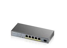 Коммутатор Zyxel GS1350-6HP-EU0101F (L2) 5x1Гбит/с 1SFP 4PoE+ 1PoE++ 60W управляемый | код 1168870 | Zyxel