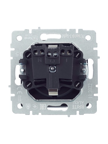 BRITE Розетка 1-местная с заземлением с защитными шторками и крышкой 16А IP20 РСбш10-3-БрМ маренго | код BR-R16-16-K35 | IEK фото 3