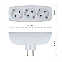 Тройник 3гн, c заземл, со шторками (белый) (10/60/960) SP-3e-W | код C0045529 | ЭРА