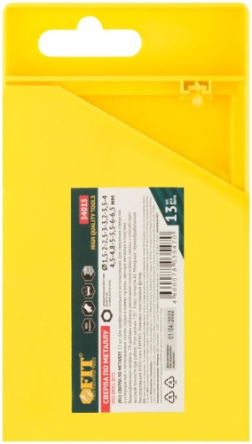 Набор сверл HSS по металлу с добавкой кобальта 5%, 13 шт. (1,5-2-2,5-3-3,2-3,5-4-4,5-4,8-5-5,5-6-6,5 мм) | код 34015 | FIT фото 4 Набор сверл HSS по металлу с добавкой кобальта 5%, 13 шт. (1,5-2-2,5-3-3,2-3,5-4-4,5-4,8-5-5,5-6-6,5 мм) | код 34015 | FIT фото 4