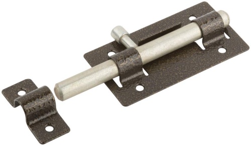 Задвижка накладная усиленная для дверей, круглый ригель, бронза | код 66680 | FIT