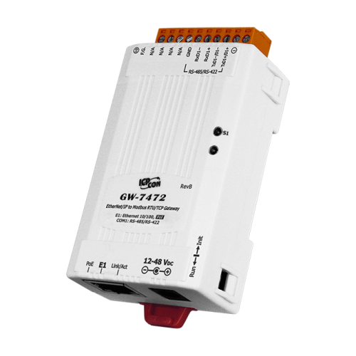 GW-7472 CR EtherNet/IP to Modbus RTU gateway with PoE and 1 RS-422/485 (RoHS) | код 00-06077300 | ICP DAS