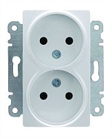 Lillium Розетка двойная без заземления белая | код 30001017 | Makel