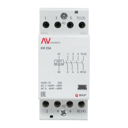 Контактор модульный КМ 25А 4NO 230VAC (2 мод.) AVERES EKF | код km-av-2-25-40-230V | EKF фото 4