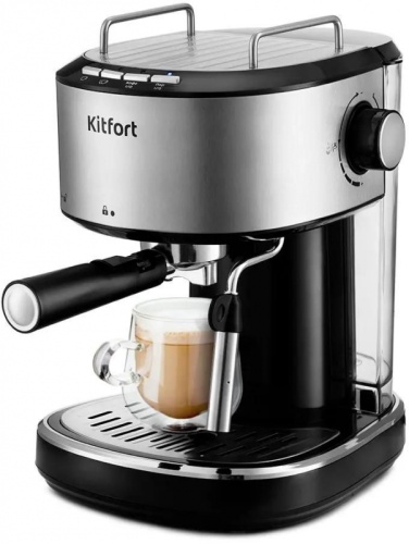 Кофеварка рожковая Kitfort КТ-754 850Вт черный/нержавеющая сталь | код 1529066 | KITFORT