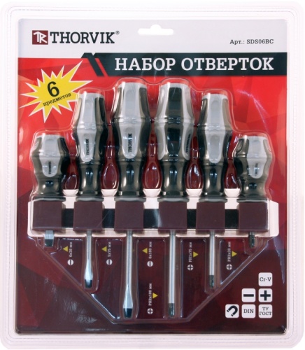 SDS06BC Набор отверток стержневых на держателе, 6 предметов | код SDS06BC | Thorvik