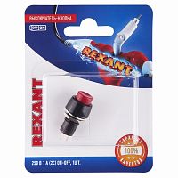 Выключатель-кнопка 250V 1А (2с) ON-OFF красная Micro (PBS-20А) REXANT (в упак. 1шт.) | код 06-0317-A | REXANT