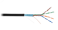 Кабель F/UTP 4 пары, Кат.5e, одножильный, медный, внешний, PE до -40C, черный, 305м | код EC-UF004-5E-PE-BK | NETLAN