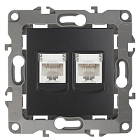 Розетка информационная двойная 2XRJ45,12, антрацит, 12-3108-05 | код Б0014733 | ЭРА