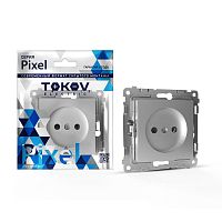 Розетка 1-м СП Pixel 16А IP20 без заземл. механизм алюм. | код TKE-PX-R1-C03 | TOKOV ELECTRIC