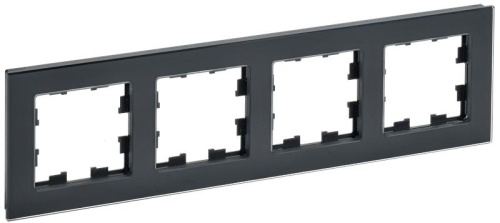 Рамка 4-м BRITE РУ-4-2-БрЧ стекло черн. | код. BR-M42-G-K02 | IEK