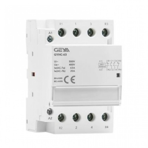 Контактор модульный GYHC-4P, 40A, 3NO+1NC, 230VAC, 3M | код GYHC4031230 | GEYA