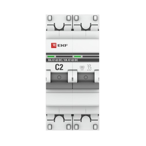 Автоматический выключатель 2P 2А (C) 6кА ВА 47-63 DC PROxima | код mcb4763-DC-2-02C-pro | EKF фото 4 Автоматический выключатель 2P 2А (C) 6кА ВА 47-63 DC PROxima | код mcb4763-DC-2-02C-pro | EKF фото 4
