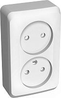 Розетка двухместная ETUDE, открытый монтаж, со шторками, белый | код. PA16-006B | Schneider Electric