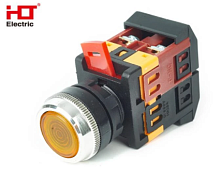Кнопка ABLFS-22 с подсветкой NO+NC 230В IP40 желтая HLT | код 085-07-021 | HLT
