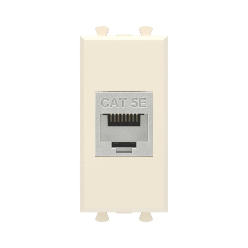 Компьютерная розетка RJ-45 без шторки модульная, кат.5е экранированная, Avanti, Ванильная дымка, 1 модуль | код 4405761 | DKC