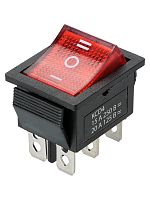 KCD4-203N 250В AC/DC, 2P, 15А, (6с), ON-OFF-ON, c нейтралью, черный корпус, красная клавиша, LED TDM | код SQ0703-0051 | TDM