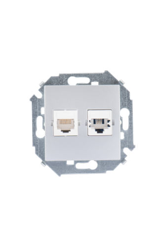 Розетка телефонная + компьютерная RJ - 11 + RJ - 45 кат. 5е, алюминий (20 шт.) , S15, SIMON | код 1591590-033 | SIMON