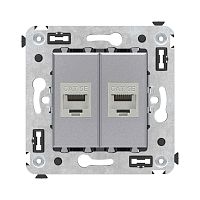 Компьютерная розетка RJ-45 без шторки в стену, кат.5e двойная экранированная, Avanti, Закаленная сталь | код 4404764 | DKC