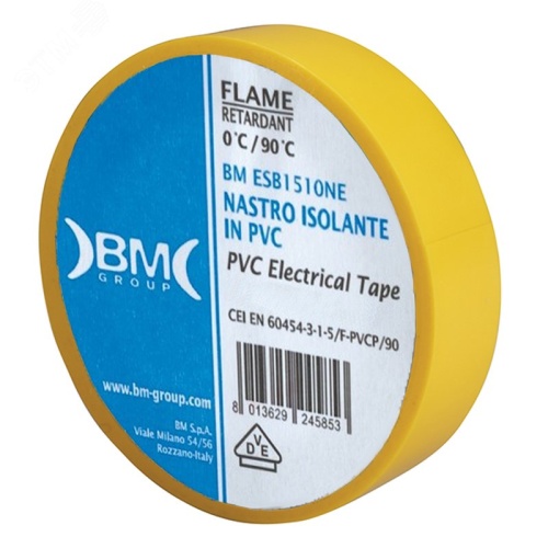 Изолента ПВХ 19 мм x 25 м, цвет желтый | код BM-ESB1925GI | BM Group Изолента ПВХ 19 мм x 25 м, цвет желтый | код BM-ESB1925GI | BM Group