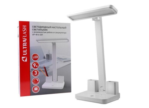 Светильник светодиодный настольный UF-814 C01 9Вт аккум. димм. смена цвет. темп. бел. Ultraflash 15167 фото 2