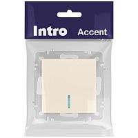Выключатель Intro Accent 6-102-02 с подсветкой, 10А-250В, IP20, СУ, AL/CU, слоновая кость | код Б0063428 | ЭРА