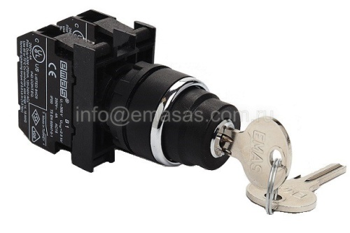 Кнопка с ключом 0-1, ключ вынимается в положениях 0 и 1 (1НО+1НЗ) | код B102AC20 | EMAS Кнопка с ключом 0-1, ключ вынимается в положениях 0 и 1 (1НО+1НЗ) | код B102AC20 | EMAS
