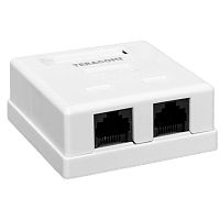 Розетка настенная TERACOM PRO кат.6 неэкранированная 2 порта RJ-45 Dual IDC бел. | код TRP-WBOX-2RJ45-6UTP-WH | EKF