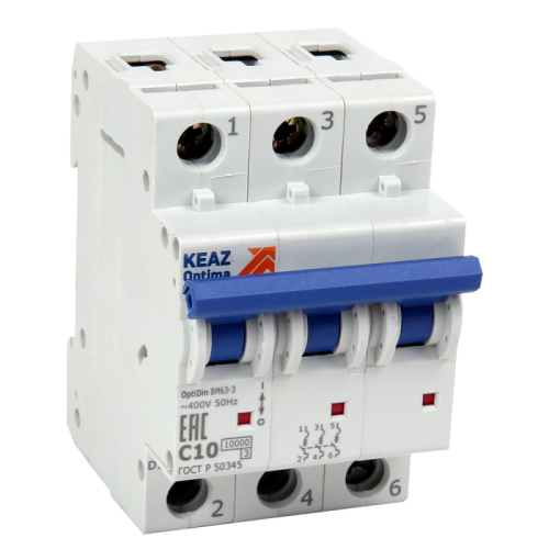 Автоматический выключатель модульный OptiDin BM63-3C32-ОМ4-РЕГ (1 шт.) КЭАЗ | код 233897 | КЭАЗ
