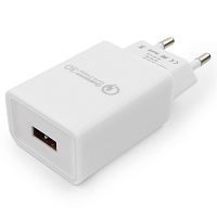 Адаптер питания Cablexpert MP3A-PC-16, QC 3.0, 100/220V - 1 USB порт 5/9/12V, белый | код MP3A-PC-16 | Cablexpert