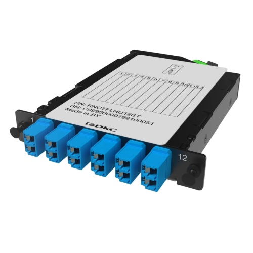 Претерминированная кассета 12ОВ 09/125 OS2, 1xMTP(12)f/6xLC-UPC Duplex (с интегрированными шторками), 1/2 HU | код RNCTFLHU12ST | DKC