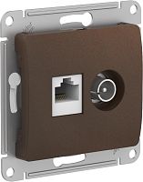 GLOSSA РОЗЕТКА двойная ТВ + компьютерная RJ45, кат. 5Е, механизм, ШОКОЛАД | код GSL000889 | Systeme Electric