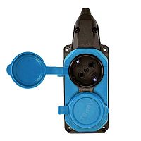 Колодка удлинителя 2-м с заземл. 16А IP44 каучук син. TOKOV | код TKE-C08-KK2-Z | TOKOV ELECTRIC