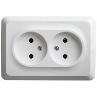 Розетка двухместная ETUDE, открытый монтаж, белый | код. PA16-105B | Schneider Electric