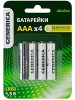 Элемент питания алкалиновый AAA/LR03 Alkaline (блист.4шт) | код ABT-LR03-ST-L04-G | GENERICA