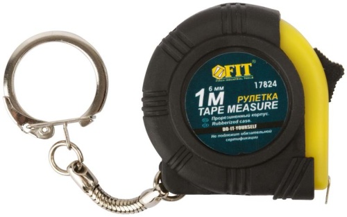 Рулетка-брелок, прорезин.корпус 1 м x 6 мм | код 17824 | FIT Рулетка-брелок, прорезин.корпус 1 м x 6 мм | код 17824 | FIT