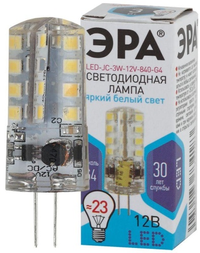 Лампа светодиодная LED-JC-3W-12V-840-G4 240лм | Код. Б0033194 | ЭРА