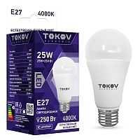 Лампа светодиодная 25Вт А60 4000К Е27 176-264В | код. TKE-A60-E27-25-4K | TOKOV ELECTRIC