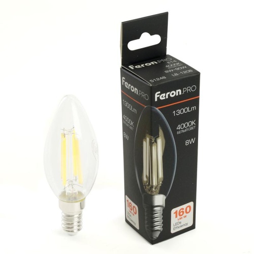 Лампа светодиодная LED 8вт Е14 белый свеча FILAMENT Feron.PRO | код 51248 | Feron Лампа светодиодная LED 8вт Е14 белый свеча FILAMENT Feron.PRO | код 51248 | Feron