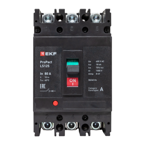 Автоматический выключатель LS125 18кА 3P 80А ProPact EKF | код mccb-125-18-3-80-ls | EKF фото 3 Автоматический выключатель LS125 18кА 3P 80А ProPact EKF | код mccb-125-18-3-80-ls | EKF фото 3