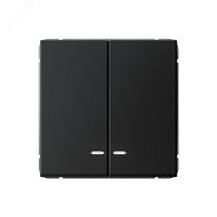 Выключатель 2-кл. ArtGallery (сх. 5а) 10AX с подсветкой механизм карбон | код GAL001053 | Systeme Electric